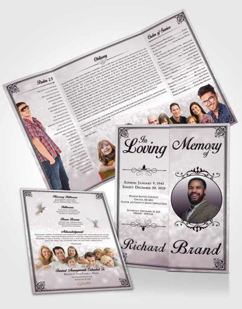 Obituary Funeral Template Gatefold Memorial Brochure Soft Class Light