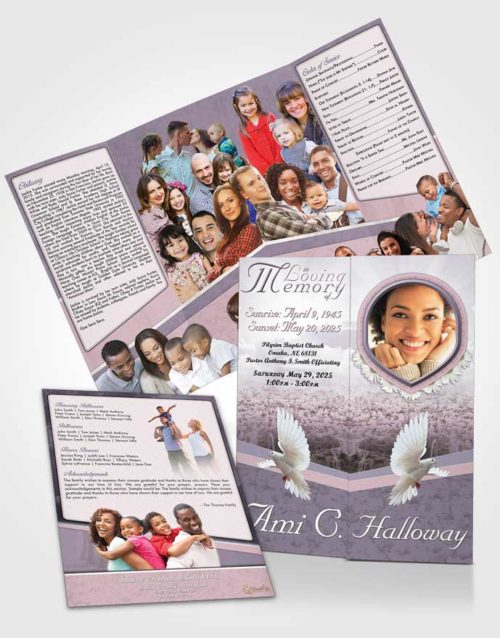 Obituary Funeral Template Gatefold Memorial Brochure Soft Loving Splendor