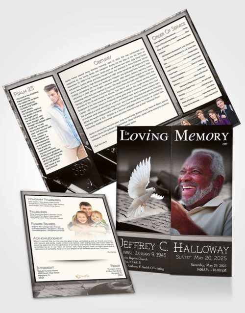 Obituary Funeral Template Gatefold Memorial Brochure Soft Writer