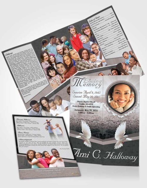 Obituary Funeral Template Gatefold Memorial Brochure Softening Splendor