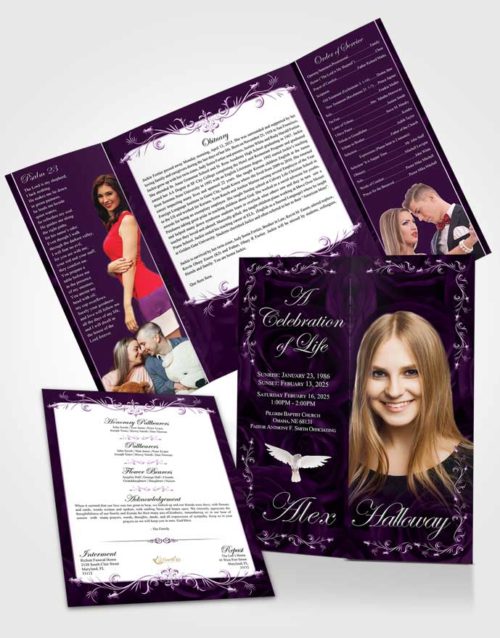 Obituary Funeral Template Gatefold Memorial Brochure Soothing Afternoon Royal Rose