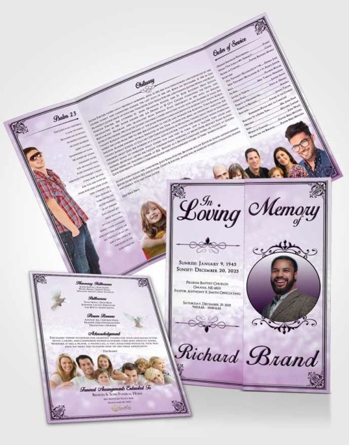 Obituary Funeral Template Gatefold Memorial Brochure Soothing Class Light
