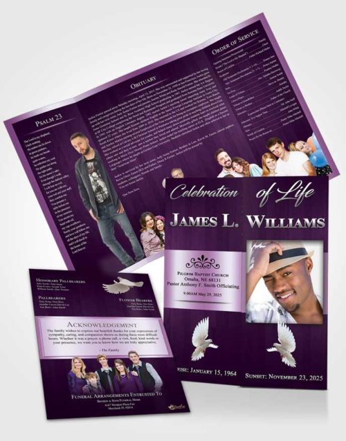 Obituary Funeral Template Gatefold Memorial Brochure Soothing Force