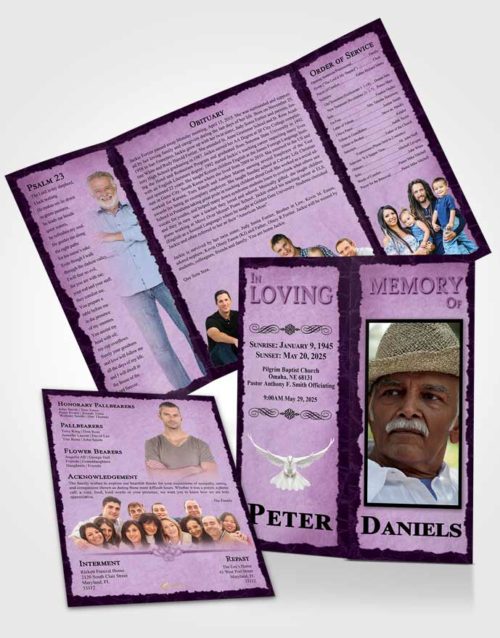 Obituary Funeral Template Gatefold Memorial Brochure Soothing Outback