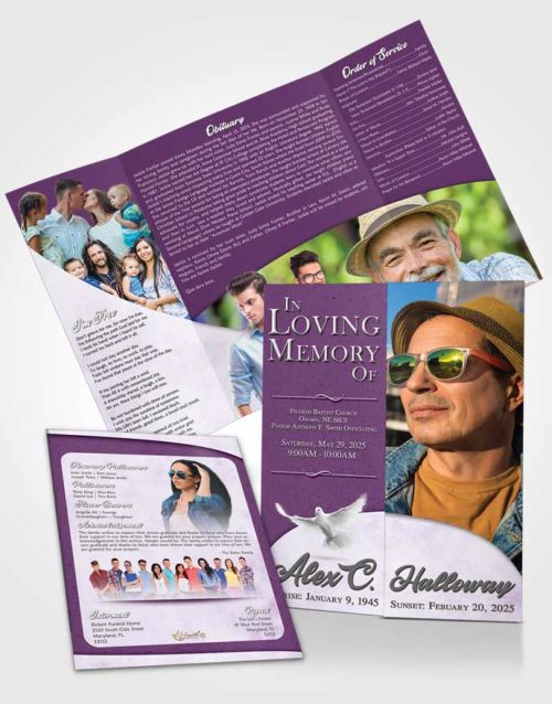 Obituary Funeral Template Gatefold Memorial Brochure Soothing Peace of Mind