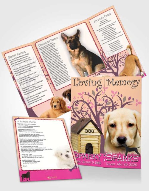 Obituary Funeral Template Gatefold Memorial Brochure Sparkling Doggy Heaven