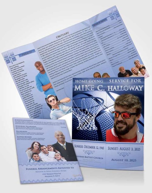 Obituary Funeral Template Gatefold Memorial Brochure Special Moments Basketball Honor