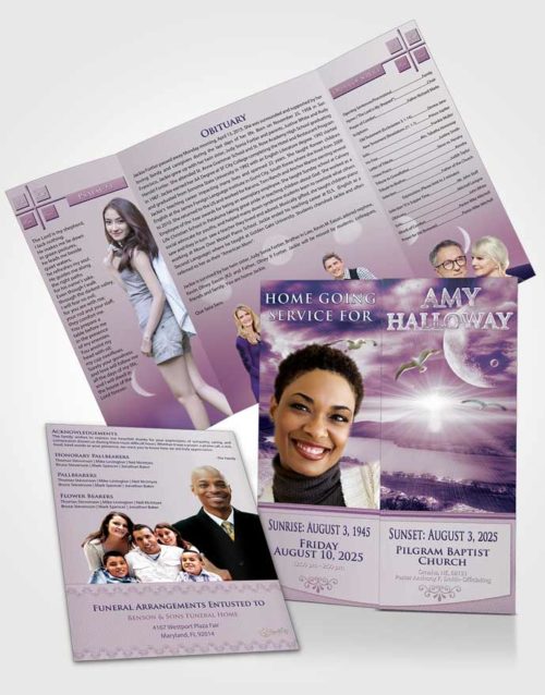 Obituary Funeral Template Gatefold Memorial Brochure Special Moments Evening Moon