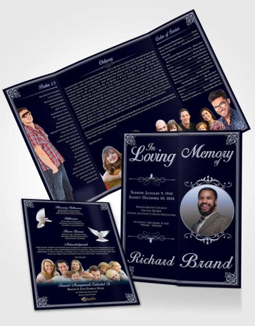 Obituary Funeral Template Gatefold Memorial Brochure Splendid Class Dark