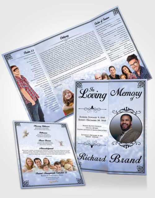 Obituary Funeral Template Gatefold Memorial Brochure Splendid Class Light