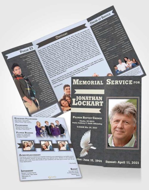 Obituary Funeral Template Gatefold Memorial Brochure Splendid Intensity