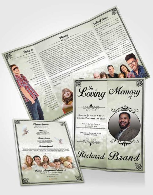 Obituary Funeral Template Gatefold Memorial Brochure Spring Class Light