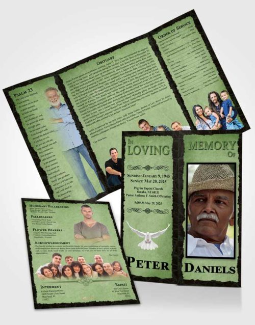 Obituary Funeral Template Gatefold Memorial Brochure Spring Outback