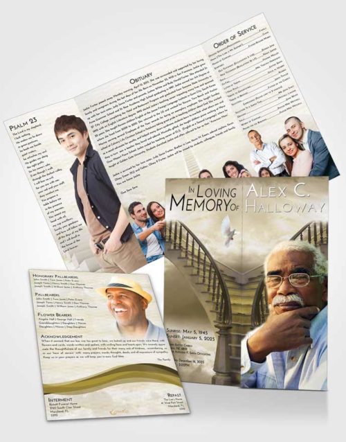 Obituary Funeral Template Gatefold Memorial Brochure Stairway to Heaven Harmony