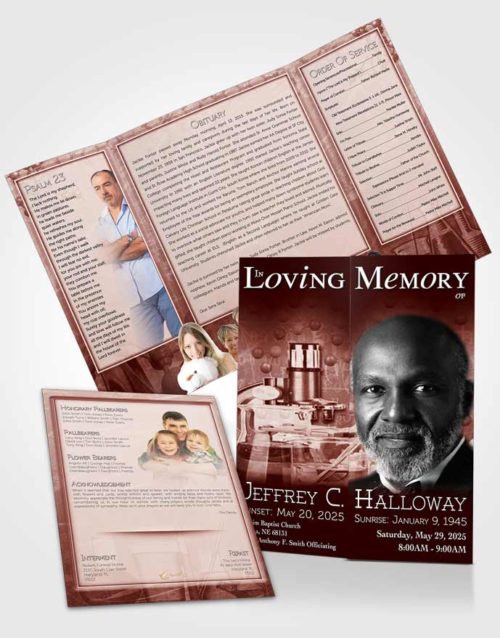 Obituary Funeral Template Gatefold Memorial Brochure Strawberry Chemist