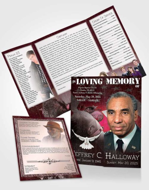 Obituary Funeral Template Gatefold Memorial Brochure Strawberry Veterans Salute