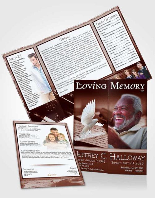 Obituary Funeral Template Gatefold Memorial Brochure Strawberry Writer