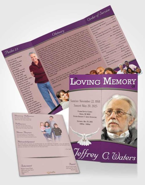 Obituary Funeral Template Gatefold Memorial Brochure Summer Clarity