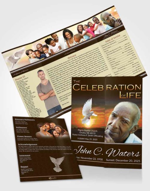 Obituary Funeral Template Gatefold Memorial Brochure Summer Higher Power