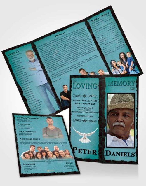 Obituary Funeral Template Gatefold Memorial Brochure Summer Outback