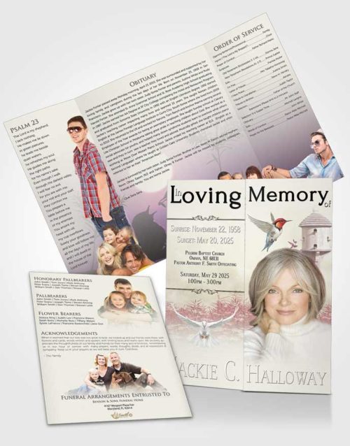 Obituary Funeral Template Gatefold Memorial Brochure Sunny Birds of a Feather