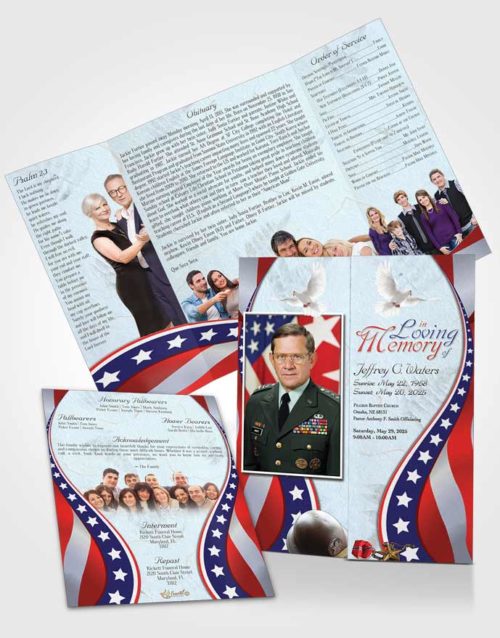 Obituary Funeral Template Gatefold Memorial Brochure Sunny Military Honors