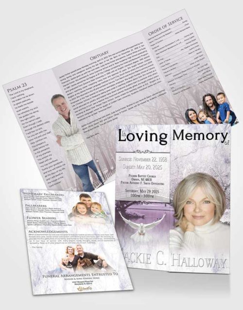 Obituary Funeral Template Gatefold Memorial Brochure Sunset Winter Paradise