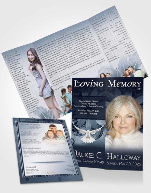 Obituary Funeral Template Gatefold Memorial Brochure Topaz Artistic Bouquet