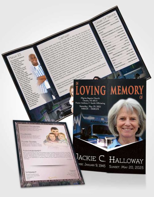 Obituary Funeral Template Gatefold Memorial Brochure Topaz EMT Savior