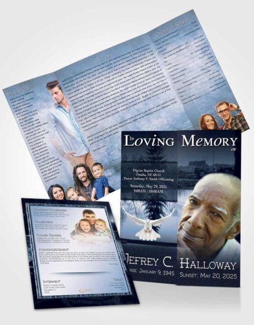 Obituary Funeral Template Gatefold Memorial Brochure Topaz Fall Getaway