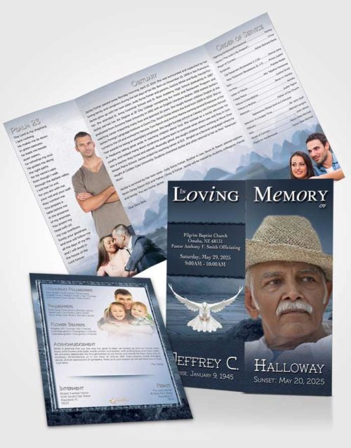 Obituary Funeral Template Gatefold Memorial Brochure Topaz Misty Mountain