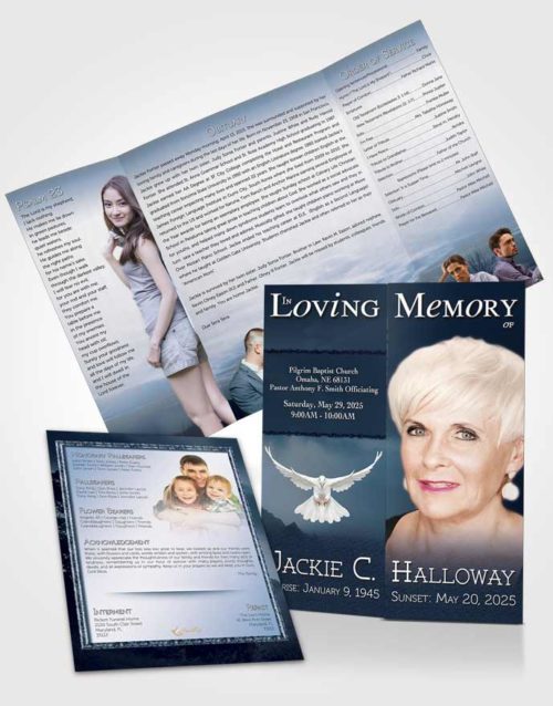 Obituary Funeral Template Gatefold Memorial Brochure Topaz Morning Sky