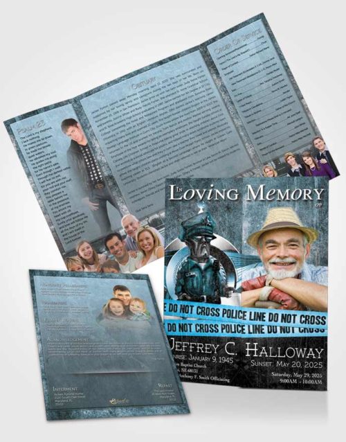 Obituary Funeral Template Gatefold Memorial Brochure Topaz Police Enforcement