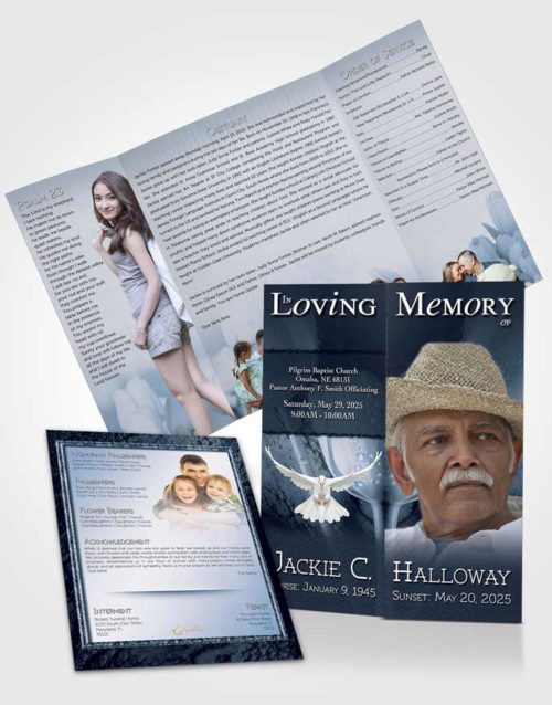 Obituary Funeral Template Gatefold Memorial Brochure Topaz Tulip Garden