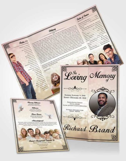 Obituary Funeral Template Gatefold Memorial Brochure Tranquil Class Light