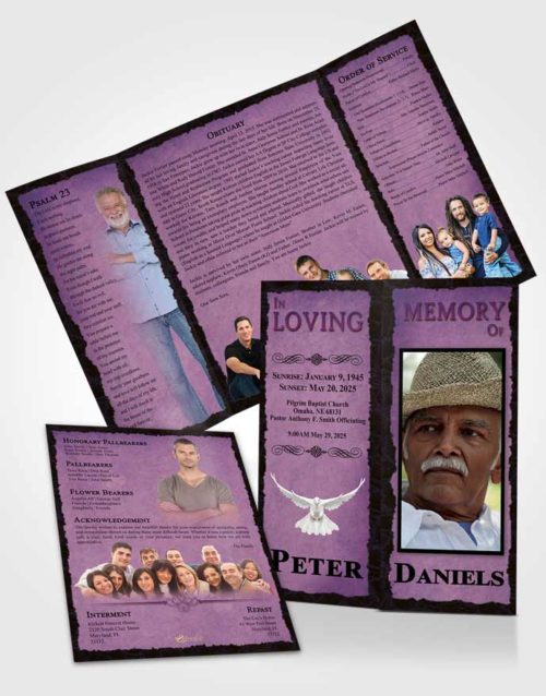 Obituary Funeral Template Gatefold Memorial Brochure Tranquil Outback