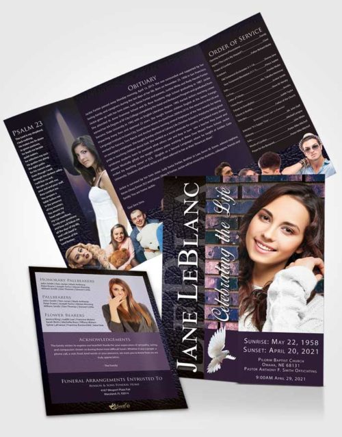 Obituary Funeral Template Gatefold Memorial Brochure Tranquil Passion