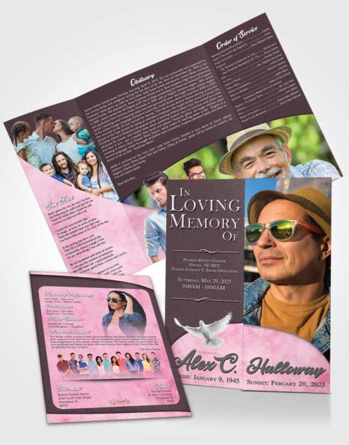 Obituary Funeral Template Gatefold Memorial Brochure Tranquil Peace of Mind