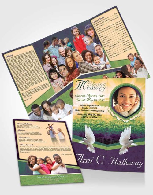 Obituary Funeral Template Gatefold Memorial Brochure Tranquil Splendor