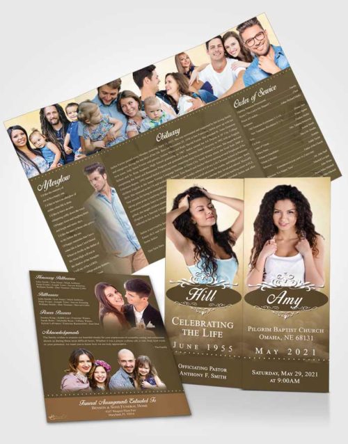 Obituary Funeral Template Gatefold Memorial Brochure Tranquil Sympathy