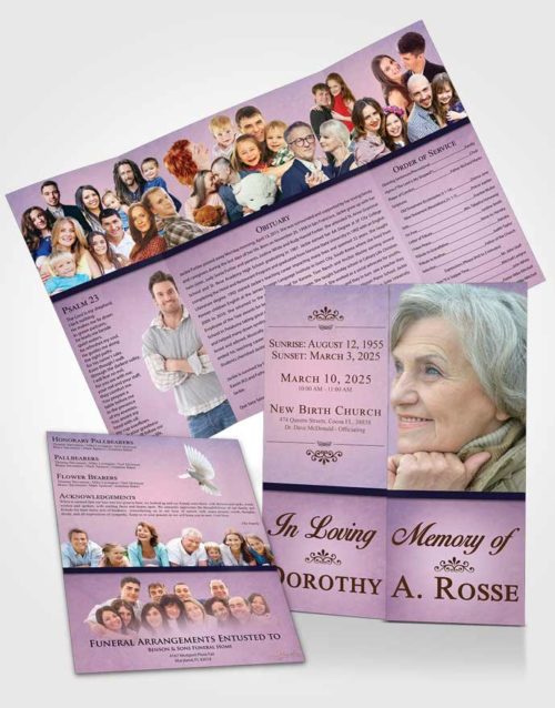 Obituary Funeral Template Gatefold Memorial Brochure Tranquil Tolerance