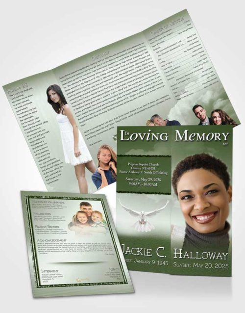 Obituary Funeral Template Gatefold Memorial Brochure Up in the Emerald Sky