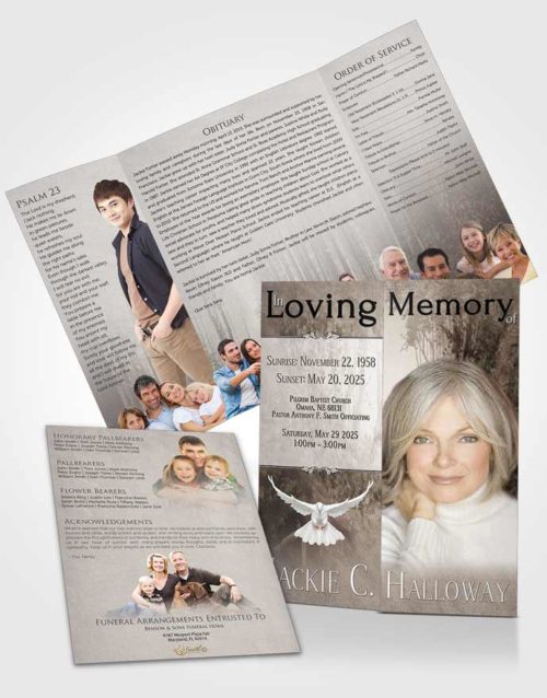 Obituary Funeral Template Gatefold Memorial Brochure Vintage Walk in the Woods