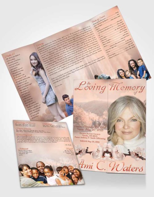Obituary Funeral Template Gatefold Memorial Brochure Waterfall Heaven Ruby Desire
