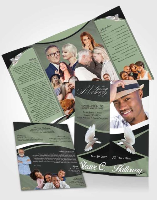 Obituary Funeral Template Gatefold Memorial Brochure Welcoming Diligence