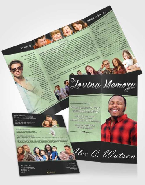Obituary Funeral Template Gatefold Memorial Brochure Welcoming Vitality