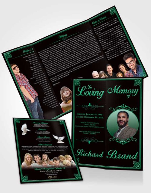 Obituary Funeral Template Gatefold Memorial Brochure Wholesome Class Dark