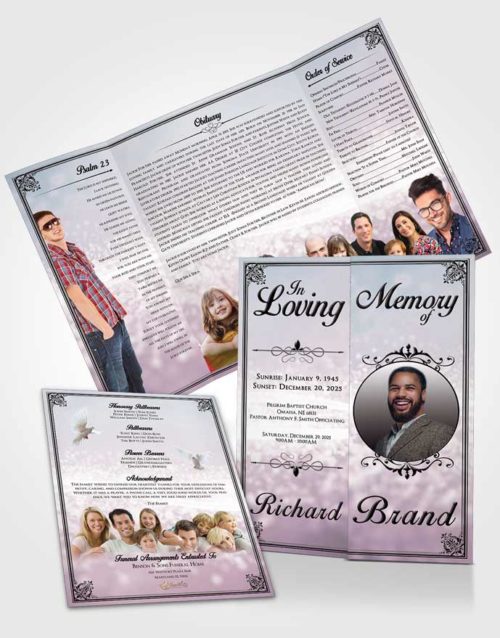 Obituary Funeral Template Gatefold Memorial Brochure Wholesome Class Light