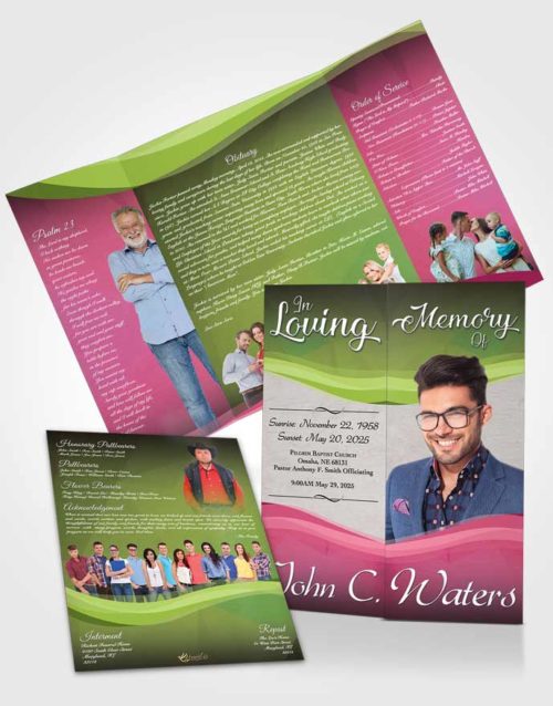 Obituary Funeral Template Gatefold Memorial Brochure Wholesome Fortitude