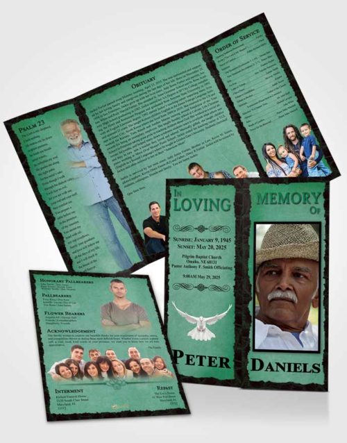 Obituary Funeral Template Gatefold Memorial Brochure Wholesome Outback
